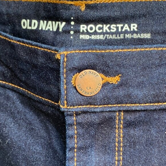 Old Navy Rockstar Women’s Super Skinny Jeans Sz 12 Short Dark Rinse Mid Rise 27" - Picture 10 of 12